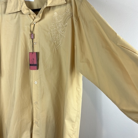 Bergali nwt tall X-Large 24”p2p 33”length  gold  with embroidery button down - Picture 6 of 8